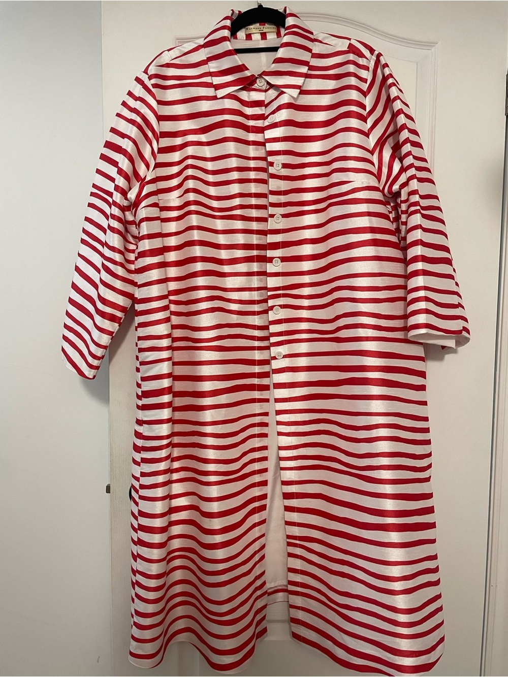 Wayward Fancies by eShakti Red & White Striped Duster Jacket